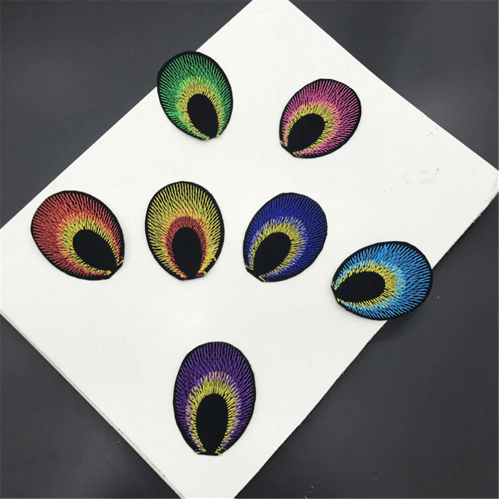

10Pcs 4x5.3cm Peacock Feather Patches Appliques Iron On Embroidered Patch for Garment Girls T Shirts Bags DIY Crafts