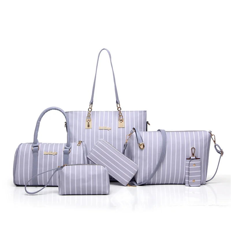 

Luxury Handbags Women Bags Designer Messenger Bags 6 Piece Ladies Fashion Shoulder Bag Girls Stripe Summer Beach Bags Sac A