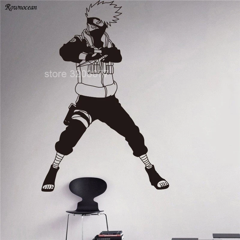 Hatake Kakashi Fighter Naruto Japanese Cartoon Anime Wall Sticker Home Decor For Kids Boys Room