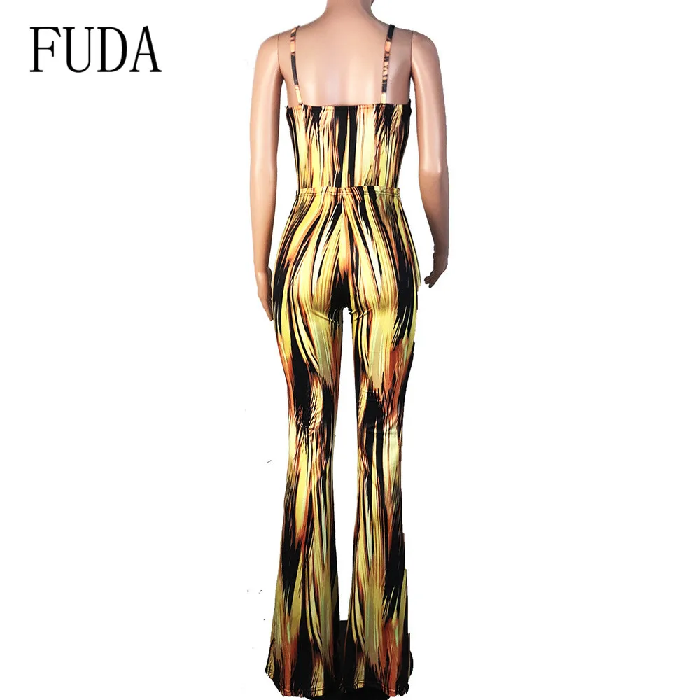 FUDA Temperament Women's Print Irregular Striped Jumpsuits Sexy Hollow Out Sleeveless Loose Playsuits Female Summer Body Femme FUDA Temperament Women's Print Irregular Striped Jumpsuits Sexy Hollow Out Sleeveless Loose Playsuits Female Summer Body Femme