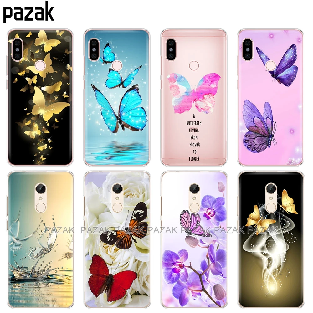 

Silicone Cover phone Case for Xiaomi redmi S2 Y2 6 5 2 3 3s 4 pro PLUS redmi note 4 4X 4A 5A 6A butterfly roses flower