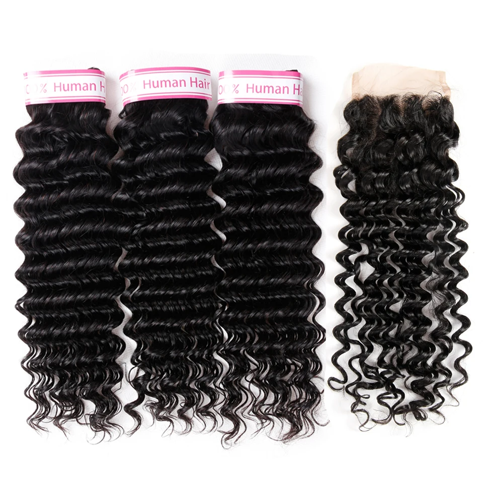 Brazilian deep wave bundle with closure