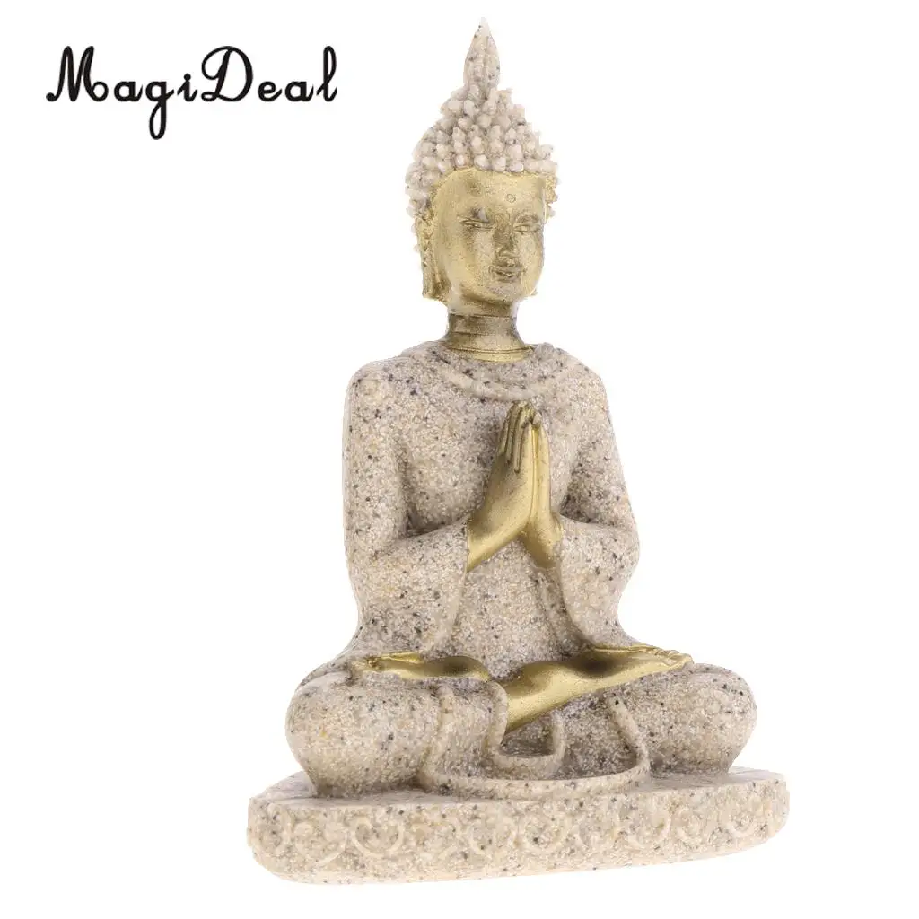 The Hue Sandstone Meditation Buddha Statue Sculpture Hand Carved Figurine Statue Home Decoration 