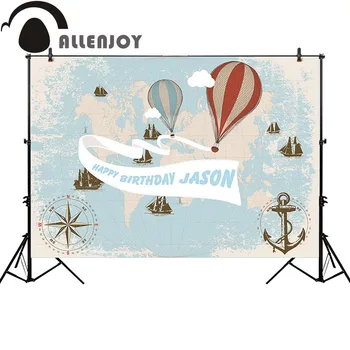 

Allenjoy photography backdrop travel theme birthday hot air balloon anchor background photobooth photo prop customize