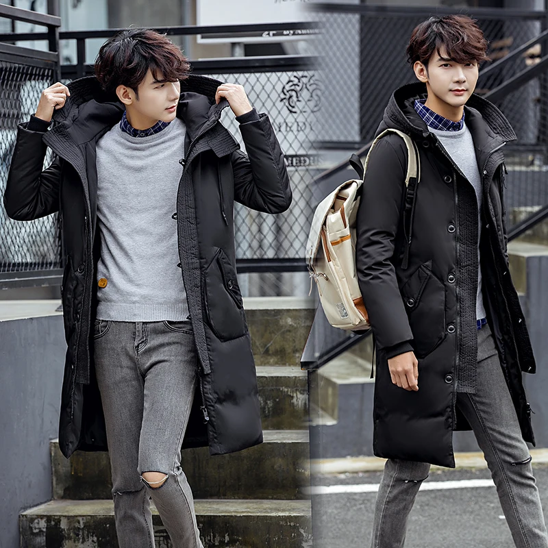 B Hooded Long Winter Duck Down Parkas Men Casual Clothing Outwear Down Jackets Male Thick Fashion Puffer Jacket plus size 3XL 