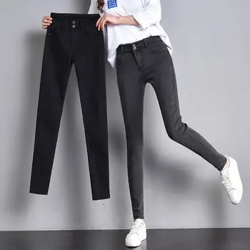 

WKOUD 2019 Jeans Women High Stretch Skinny Jeans High Waist Black Slim Pencil Pants Female Casual Denim Trousers Jean P8838