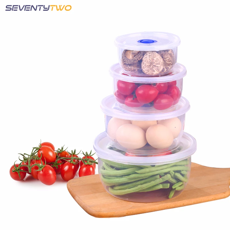 4Pcs Microwavable Lunch Storage Box Food-grade Silicone Food Container Plastic Sealed Crisper for Refrigerator | Дом и сад