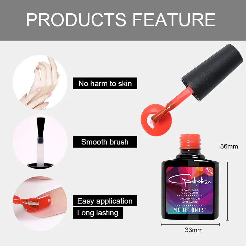 Modelones هلام البولندية 196 الألوان شبه الدائم ورنيش Led الهجين هلام مسمار البولندية مسمار الفن مانيكير بريق سلسلة هلام ورنيش