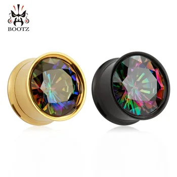 

new arrival fashion double flared ear plug tunnel stainless steel screw back ear gauges expnder 2 pieces piercing jewelry