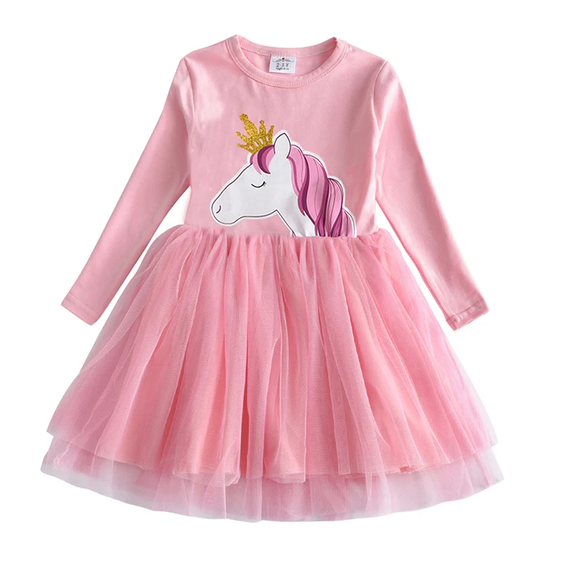 baby dresses for wedding VIKITA Girls Dress Autumn Winter Kids Casual Long Sleeve Dress for Girl Unicorn Party Princess Dress Children Clothing 3-8 Years cutest baby dresses Dresses