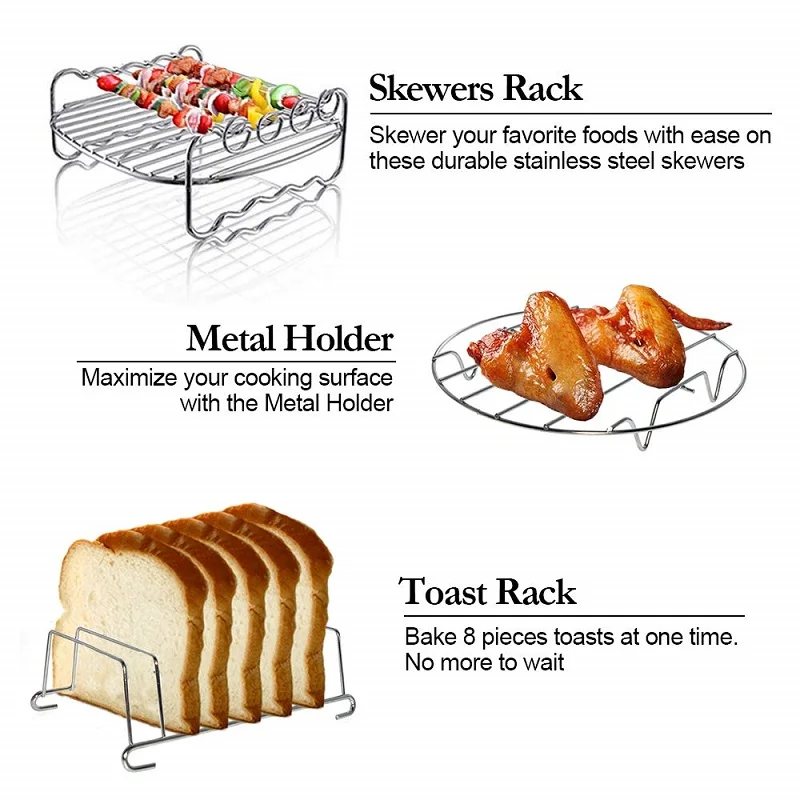 Воздушные приборы для фритюрницы, воздушные приборы для фритюрницы и воздушные приборы для фритюрницы подходят для всех 3.7QT-5.3QT-5.8QT, набор из 5-7 дюймов, 12 шт. комплект