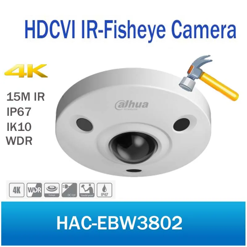 

DH HAC-EBW3802 8MP HDCVI IR Fisheye Camera True WDR 4K Security CCTV CVI Camera with OSD Multi language built in mic no Logo