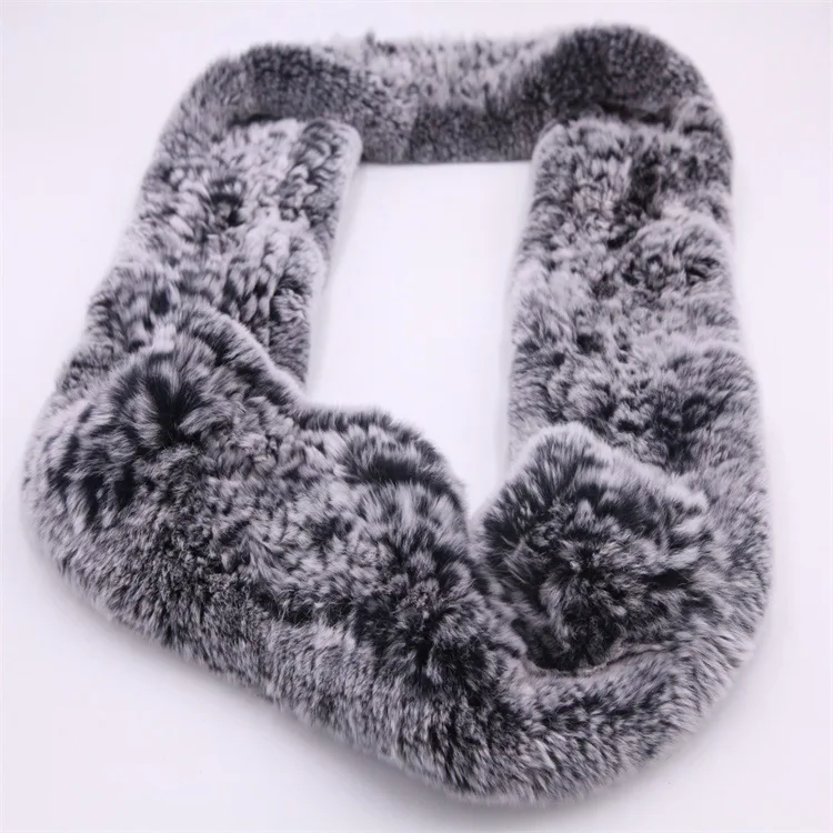  Winter Fur scarf for women knitted natural Rex Rabbit Fur scarves 2017 new genuine fur ring Female Warm Shawl  (5)