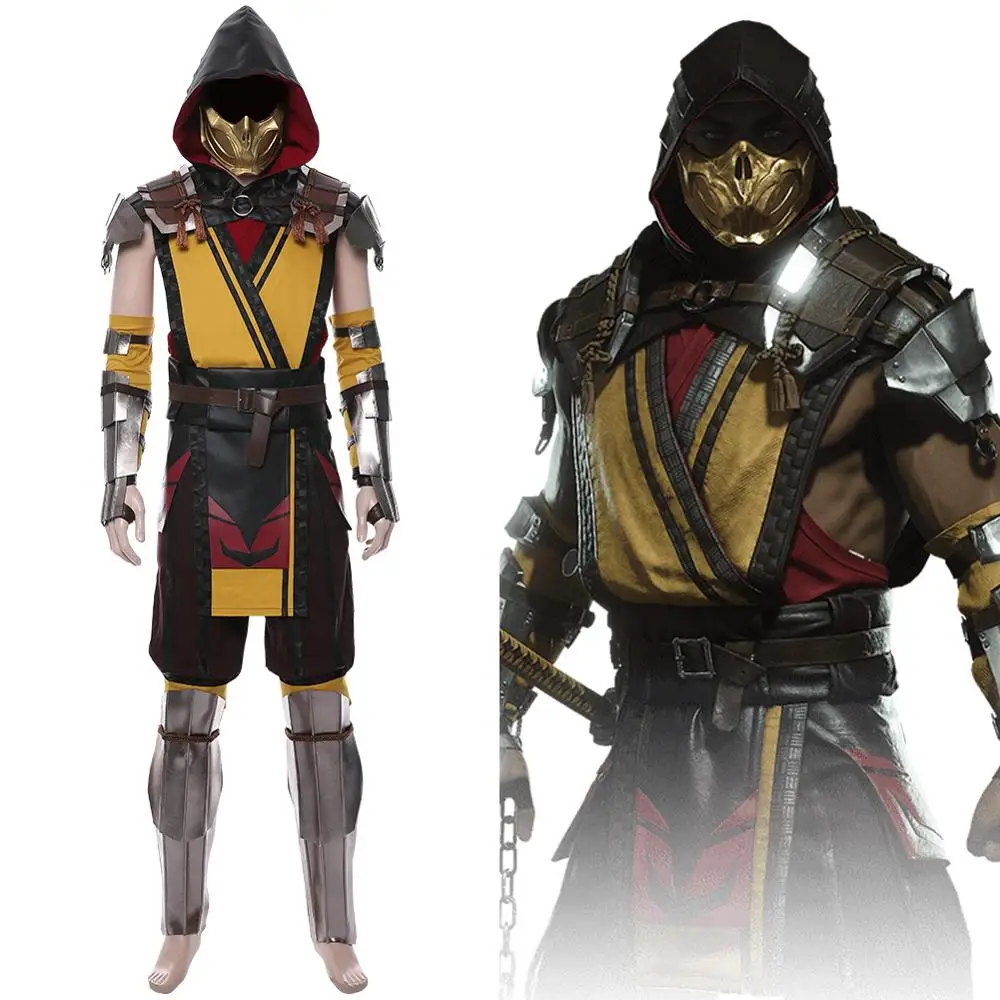 

Scorpion Cosplay Mortal Kombat Hanzo Hasashi Costume Adult Men Uniform Outfit Mask Full Set Halloween Carnival Custom Made