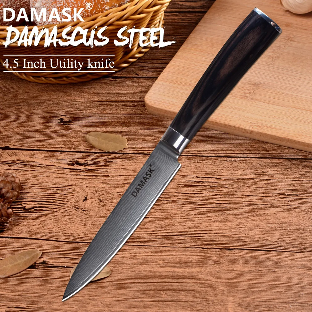 

DAMASK Damascus Utility Knife 67 Layers Stainless Steels Knives Professional Handle Japanese Damascus Pattern Kitchen Knives