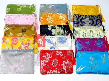 

LiiJi Unique 10pcs Chinese Handmade Classic Silk phone purse Jewelry Pouch Gift Bag