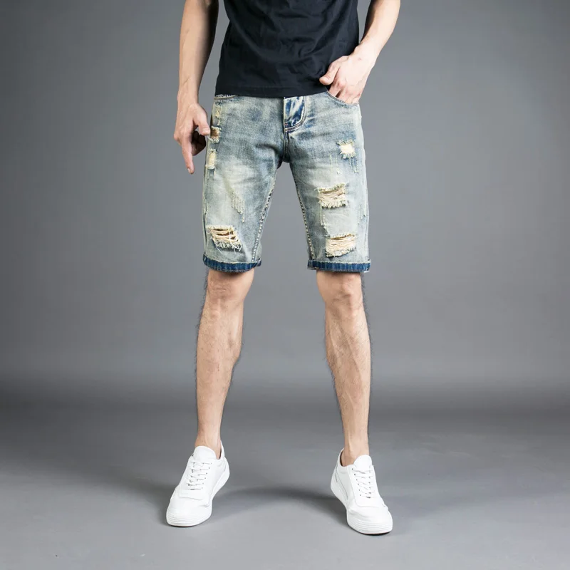 2018 Summer Fashion Men's Jeans Shorts Retro Vintage Designer Cotton
