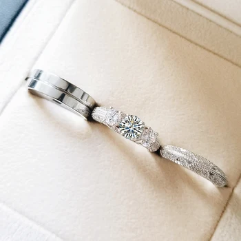 

925 Sterling Silver Couple Wedding Ring Set for Bridal Women and men Finger Gift Africa Fashion Jewelry R5269S