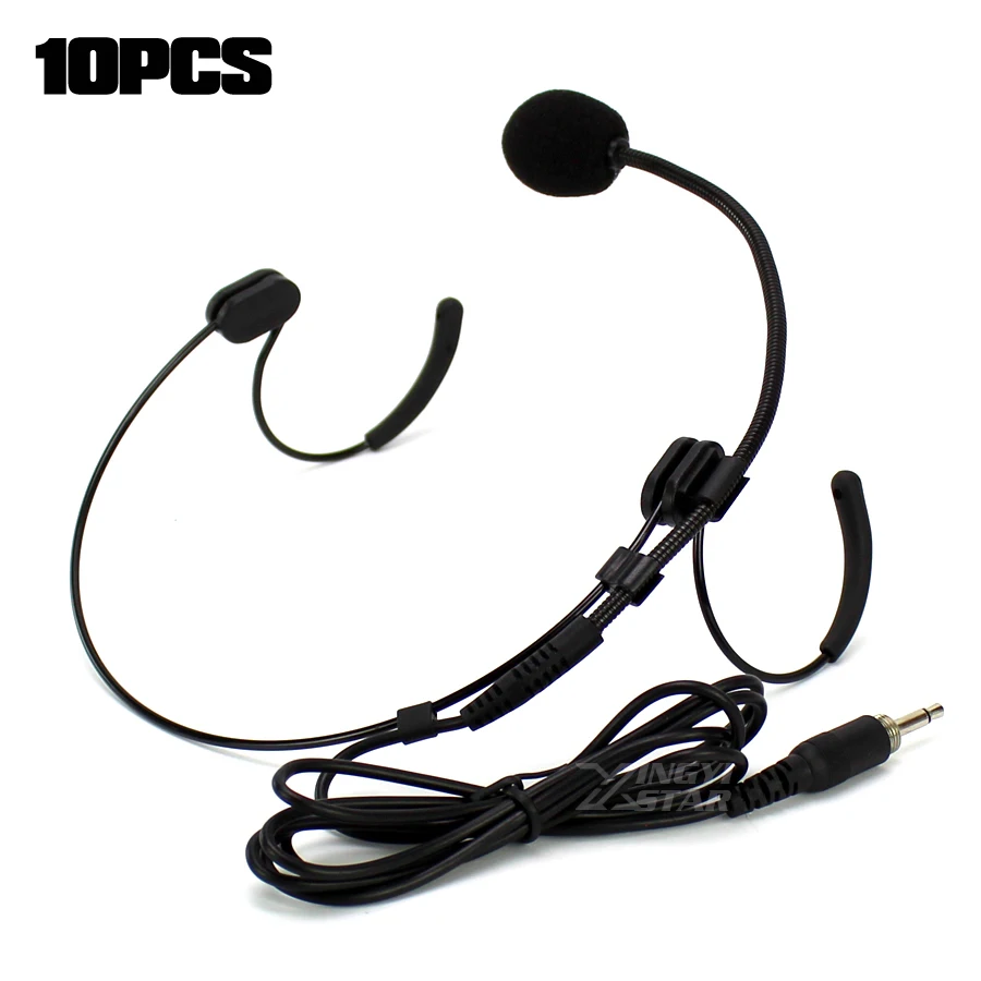 10Pcs 3.5mm Jack Male External Screw Lockable Dual Earhook Mic Head