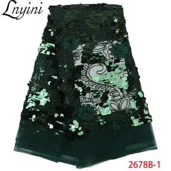 

Hot Sale Purple Sequins Lace Fabrics 3D Flower Lace with Beads High Quality African Tulle Mesh Lace Fabrics for Party L2678B