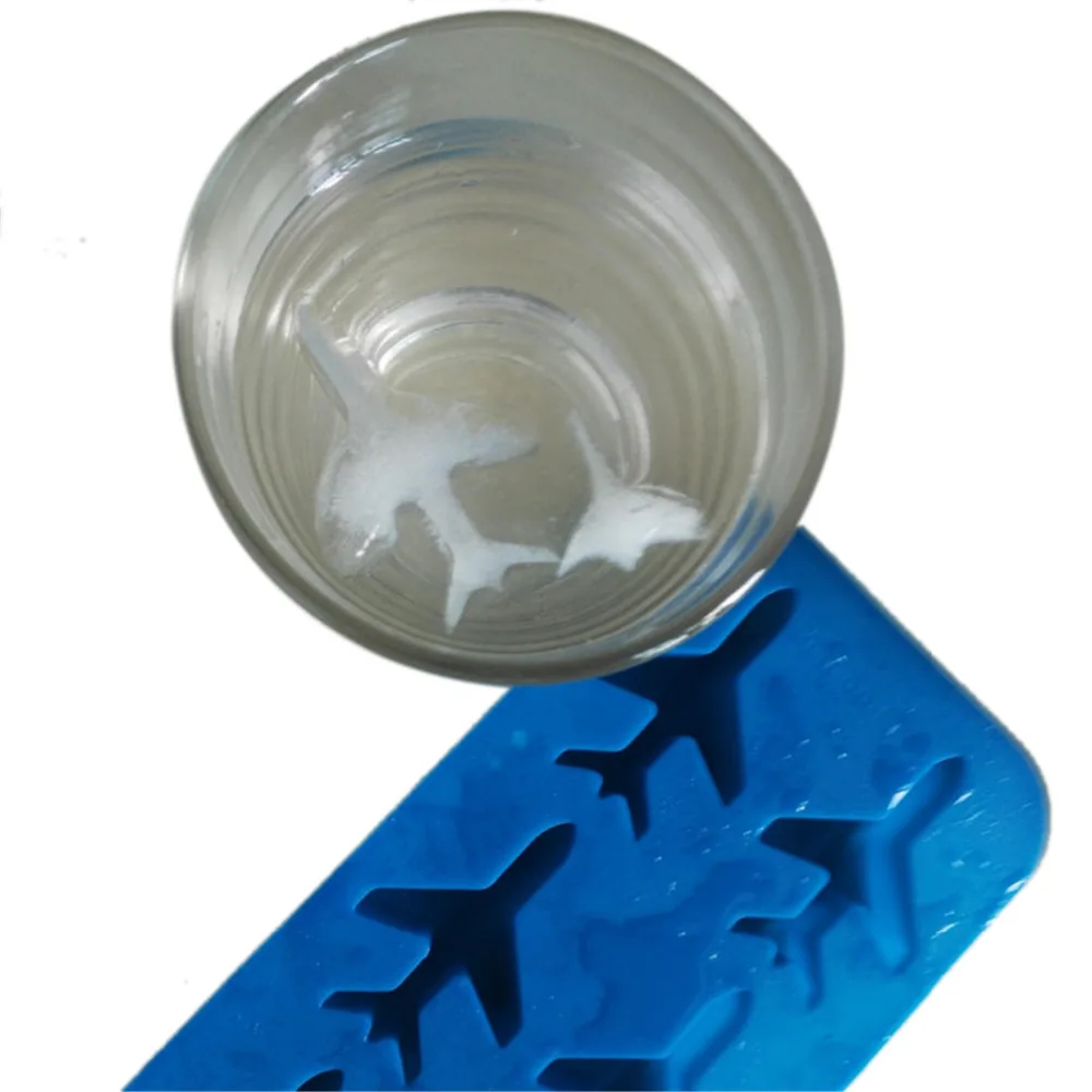 3D синий силиконовый самолет льда плесень виски вино коктейль сок силиконовый ледяной куб лоток производитель форма для шоколада бар инструменты