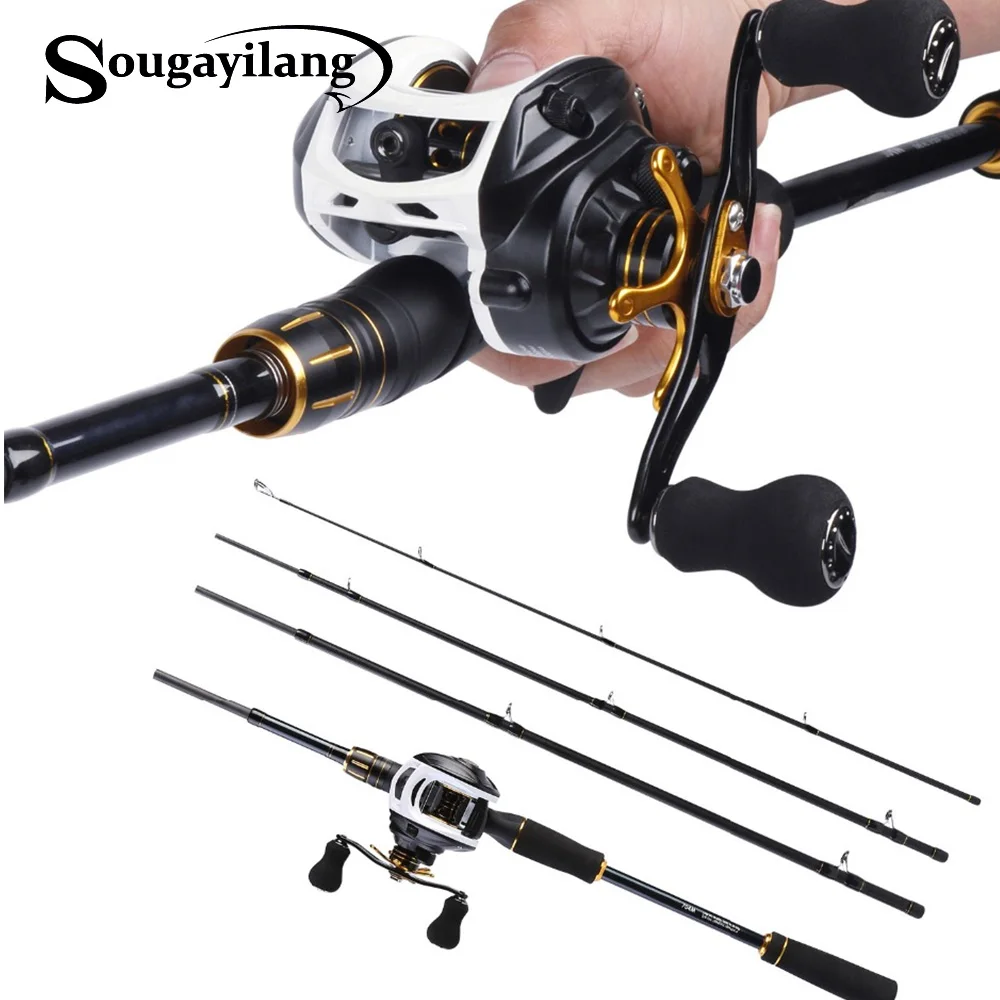 Sougayilang 2.12m Fishing Lure Rod and 10BB Baitcasting Fishing Reel Combo Carbon Pole and 7.01