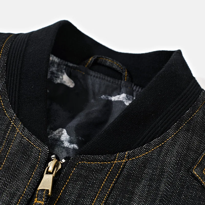 NXH новая джинсовая бейсбольная куртка черная куртка повседневные джинсы мужская куртка-бомбер уличная одежда