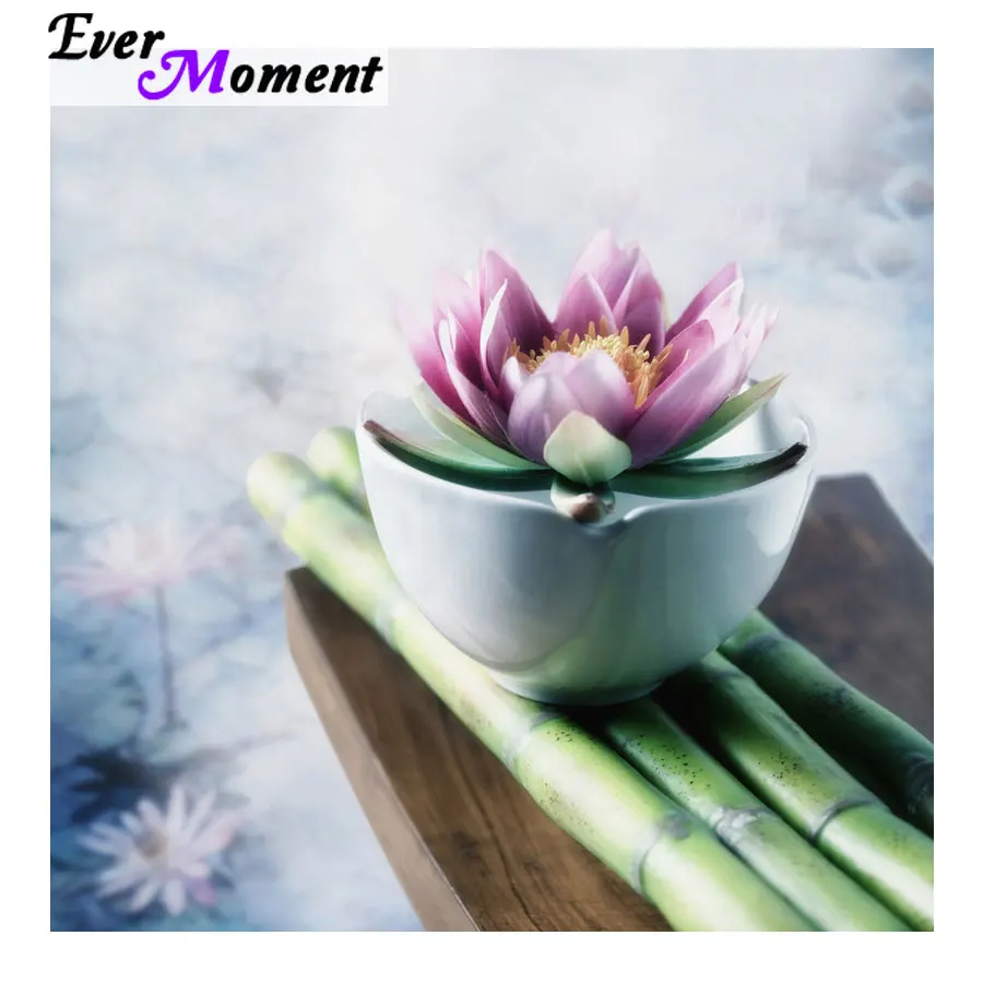 Ever Moment Алмазная картина Лотос бамбуковый Кристалл вышивка цветок растение