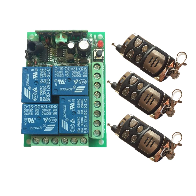 

DC 12V 10A 4 CH 4CH Wireless Remote Control 4 Button remote control Switch Syatem 315mhz 433mhz For Home Garage