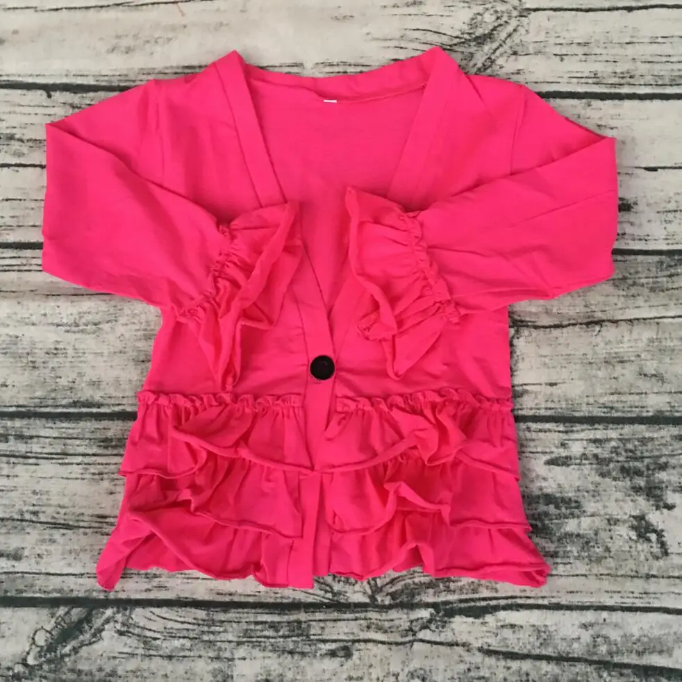 Осень индивидуальный дизайн ярких цветов уникальный Одежда для маленьких девочек одежда с оборками рубашки Boutique малышей Gril рюшами