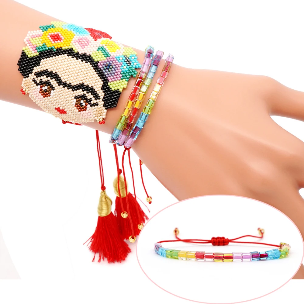 

Bohemian charm beads miyuki bracelet women bracelets red thread rainbow bracelet armband slipknot braclet summer accessories
