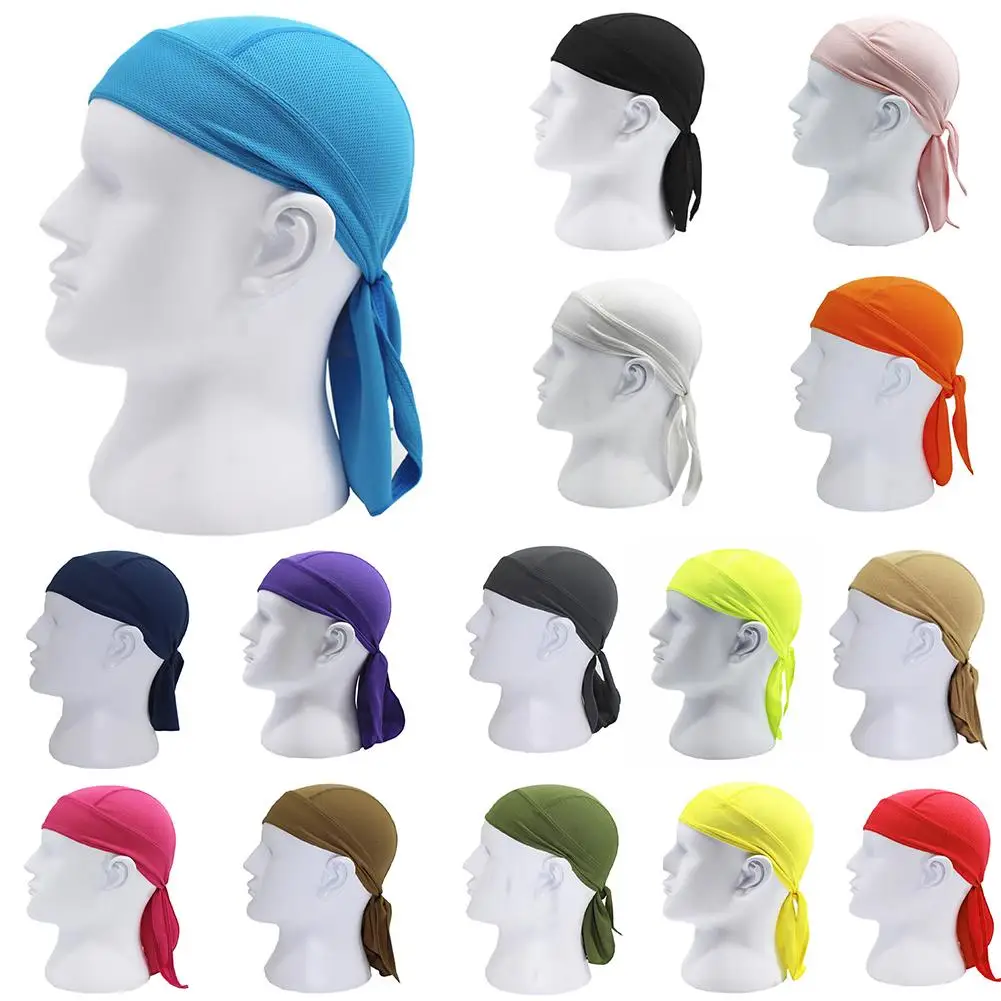 

Solid Color Breathable Motorcycle Wrap Biker Hat Unisex Headscarf Bandana Cap