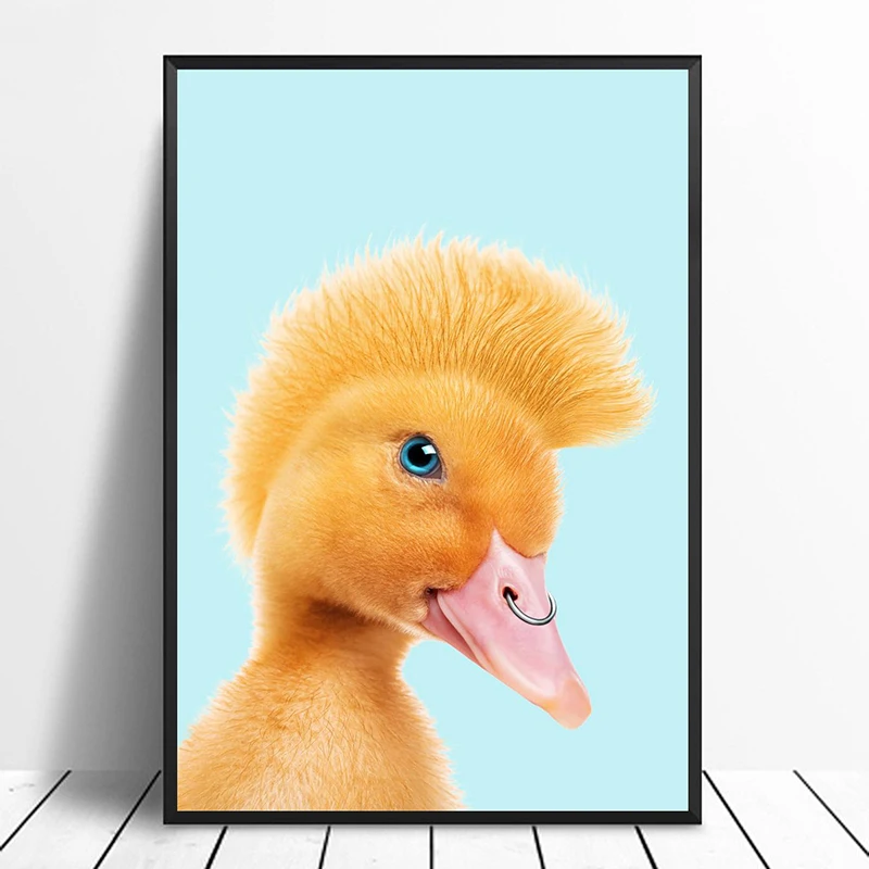 Rebel Duckling простой стильный оригинальный дизайн постер с животными для девочек