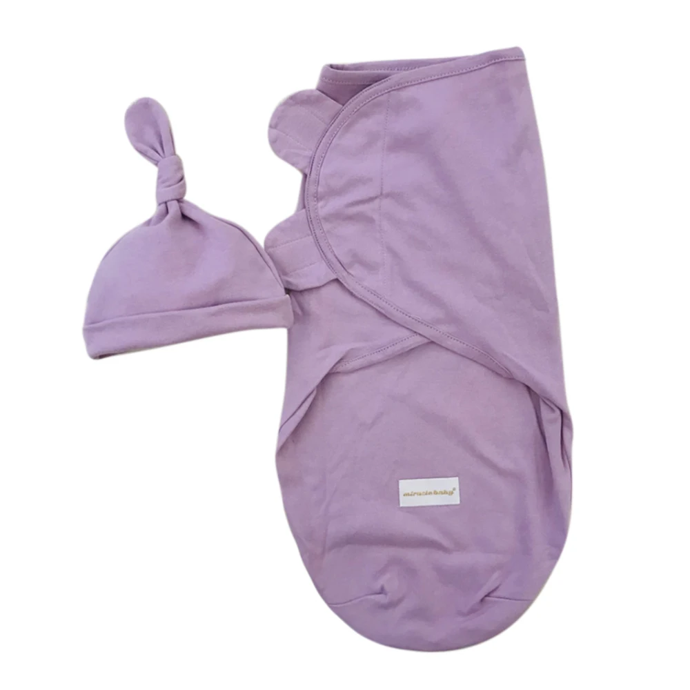 Loozykit 2 Pieces Set Newborn Swaddle Wrap+Hat Cotton Baby Receiving Blanket Bedding Cartoon Cute Infant Sleeping Bag For 0-6M - Цвет: Style 1