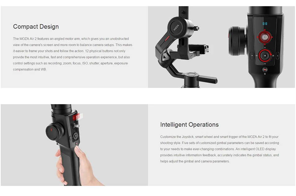MOZA Air2, 4,2 кг, Стабилизатор камеры, 3 оси, Ручной Стабилизатор для DSLR Canon 5D sony A7S Lumix GH4, стабилизаторы для Dslr