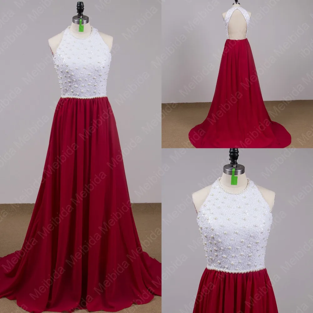 Open Back Sexy Mother Of The Bride Dresses Beaded Chiffon Romantic Red Custom Made Floor Length Real Image 2015 New Arrival RM11 | Свадьбы и