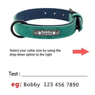 Custom Dog Collars Leather Personalized Pet Dog Tag Collar Leash Lead For Small Medium Large Dogs Pitbull Bulldog Pugs Beagle Green Collar