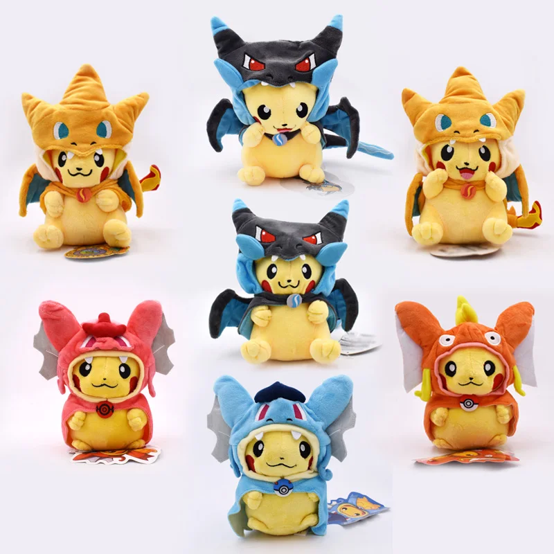 

20-23CM 7 Kinds Option Baby Plush Toys Pikachu Cosplay Mega Charizard Gyrados Stuffed Animal Dolls Children Toys Kids As Gift