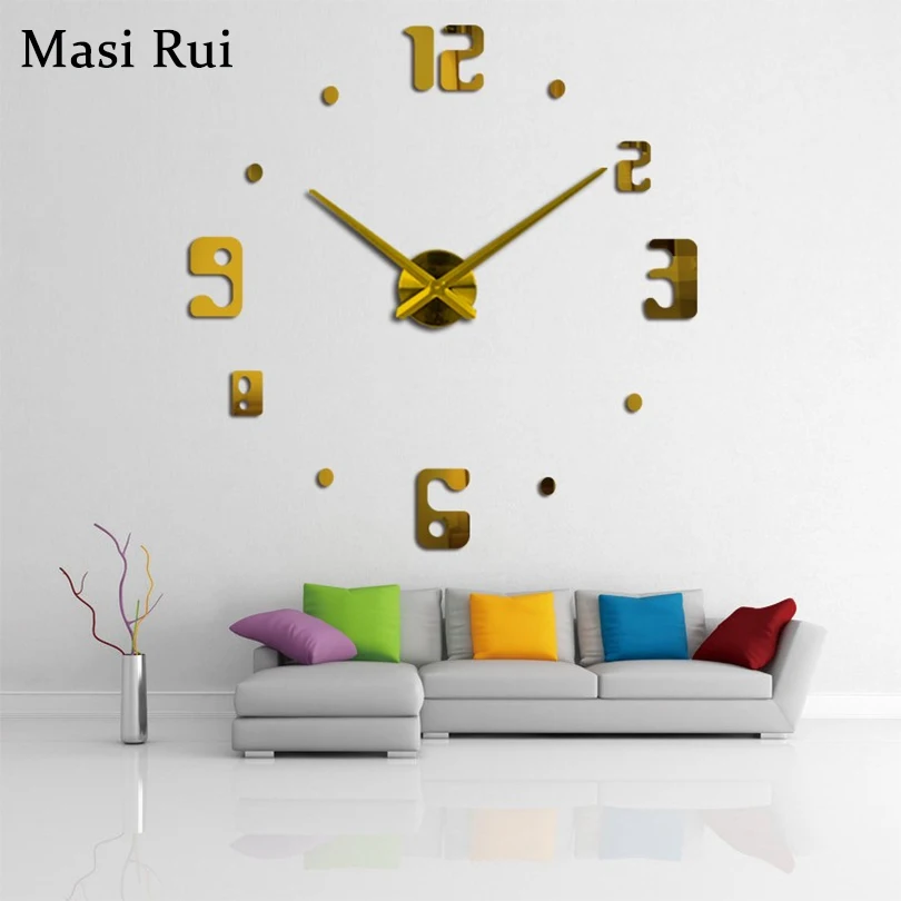 

2017 Masi Rui big wall clock living room quartz Metal modern design decorative designer 3d diy wall watch clocks free shipping