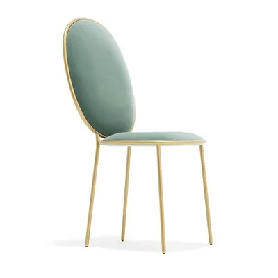 Louis Fashion Nordic Dressing Table Manicure Stool Milk Tea Leisure Modern Iron Art Dining Chair Backrest Flannelette - Цвет: G6