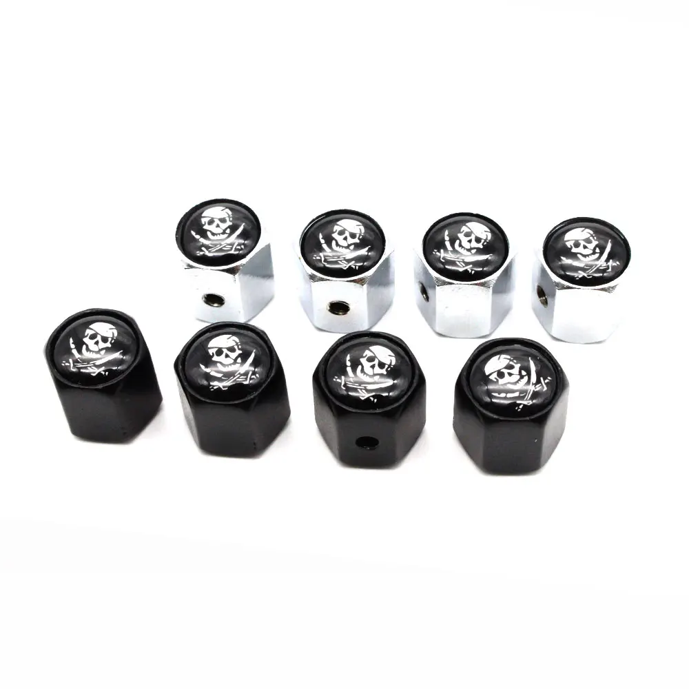 

5 Pcs/Set Car Styling Zinc Alloy Anti-theft The Skull Of Pirate Logo Car Tire Valve Caps Wheel Tires Tire Stem Air Cap Airtight