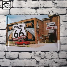 Route 66 красный автомобиль 20*30 см металлические знаки Ретро Бар Магазин Дом Офис Гостиная галерея гараж Настенный декор оловянные дощечки железная пластина