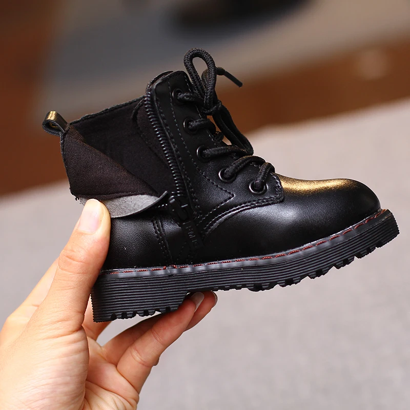 Осень г. Новая модная обувь для девочек удобные нескользящие Крутые ботинки martin для мальчиков Корейская версия британского стиля