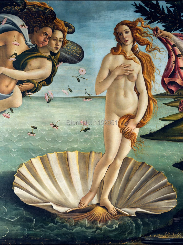 Nude scenery paintings canvas prints seascape Venus detailed from Sandro Botticelli The Birth of c.1485 | Дом и сад