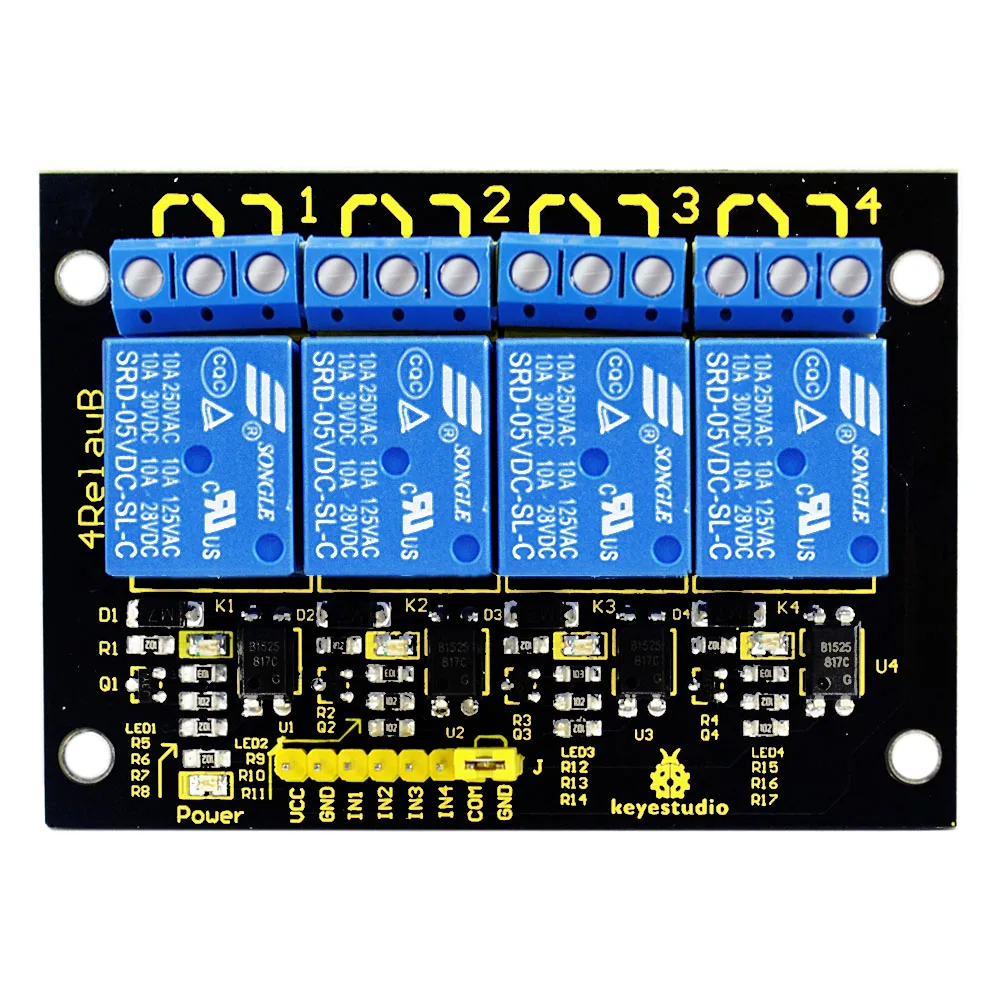 

Free shipping! ! 2016 new! Keyestudio 4-channel 5V Relay Module for Arduino