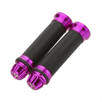 

1 pair 7/8 "Ergonomic Aluminum Rubber Gel handle CNC guides Handles for sports bikes MTB bicycle - purple