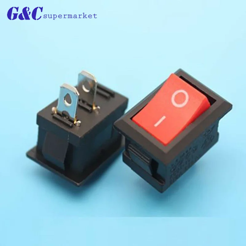 5pcs KCD1-101 AC 6A 250V 2 Pin ON/OFF I/O SPST Snap in Mini Red Button Boat Rocker Switch 15*21MM