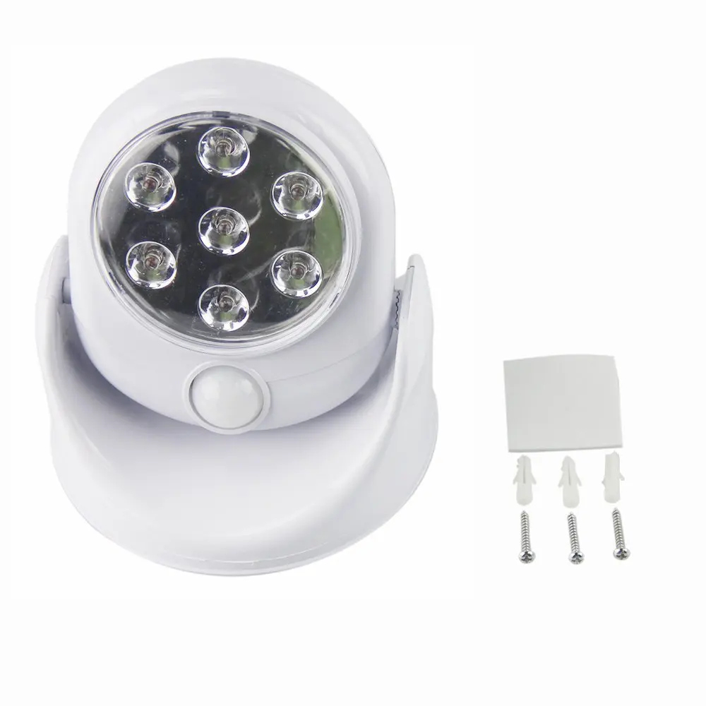  6V 7 LEDs Cordless Motion Activated Sensor Light Lamp 360 Degree Rotation Wall Lamps White Porch Li - 32625873440