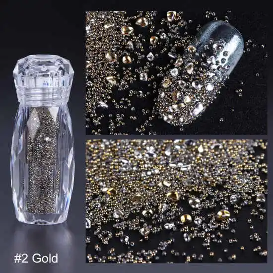 1 бутылка украшения для дизайна ногтей икра бусины Кристалл Стразы лак для ногтей украшения 3D дизайн стекло смешанные блестящие камни Micr CH784 - Цвет: 02