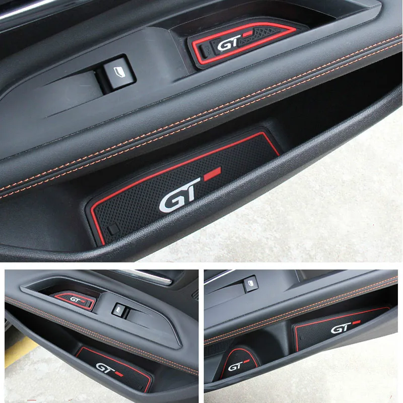 

13pcs/set Car Cup Anti-Slip Mat Pad For Peugeot 2016 2017 3008 GT / 2017 5008 GT Left hand drive car accessories